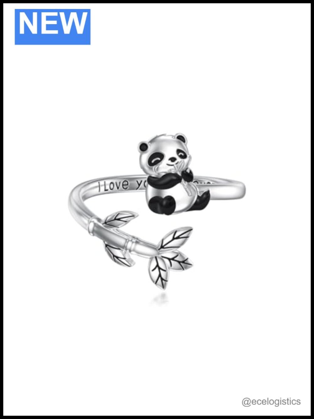 925 Sterling Silver Adjustable Panda Ring Open Band